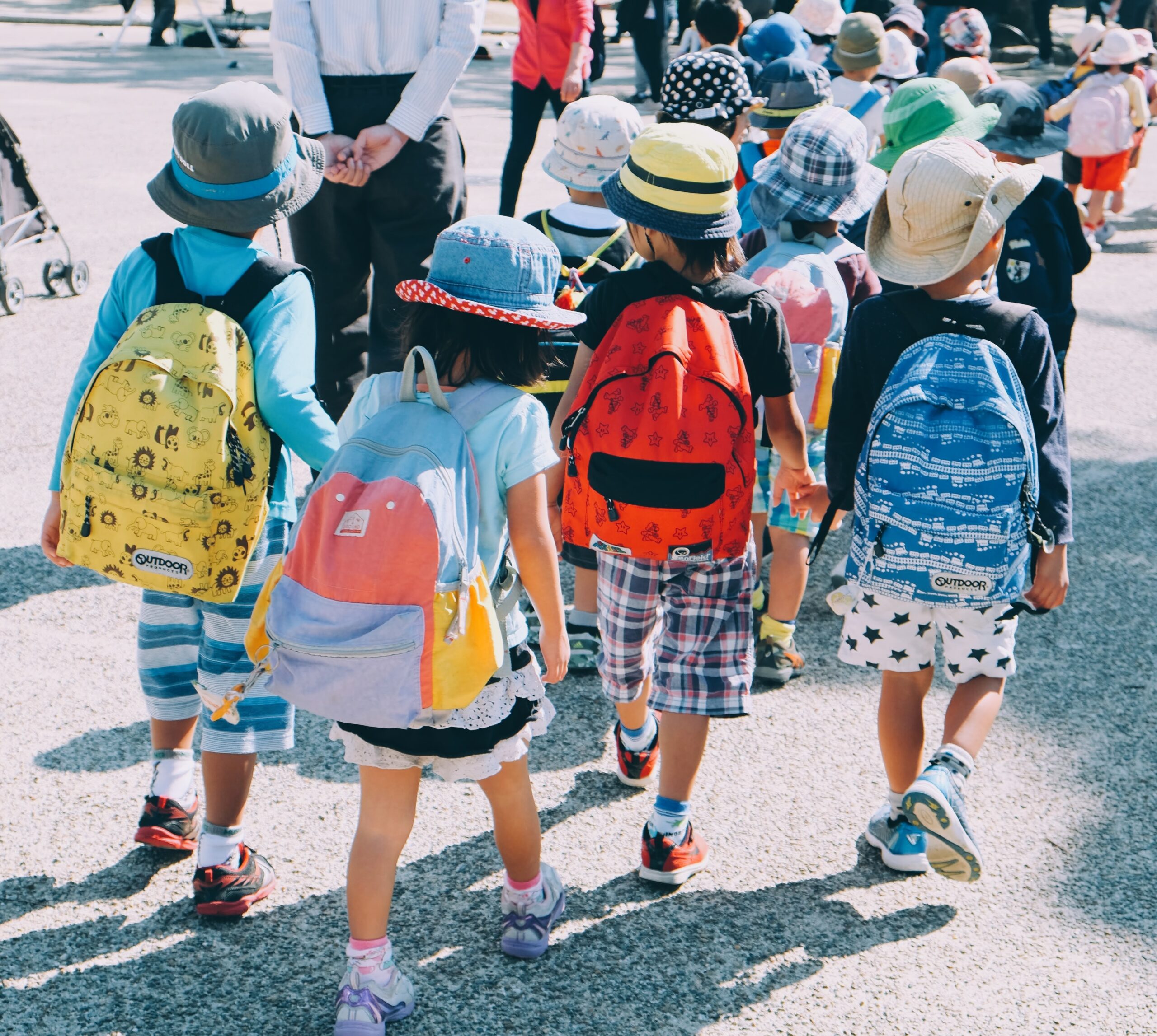 Girls walking to school.