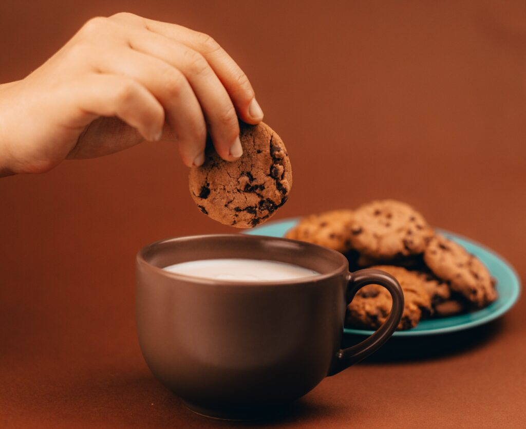 a gluten-free cookie and milk