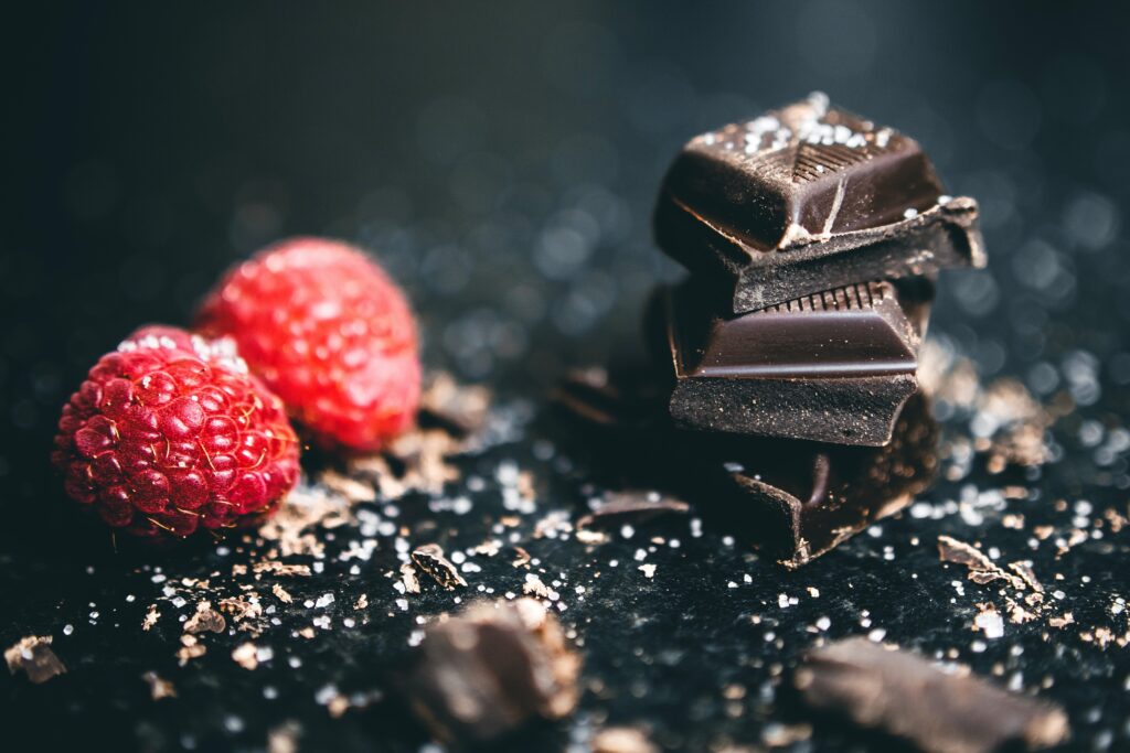 Dark chocolate and berries.