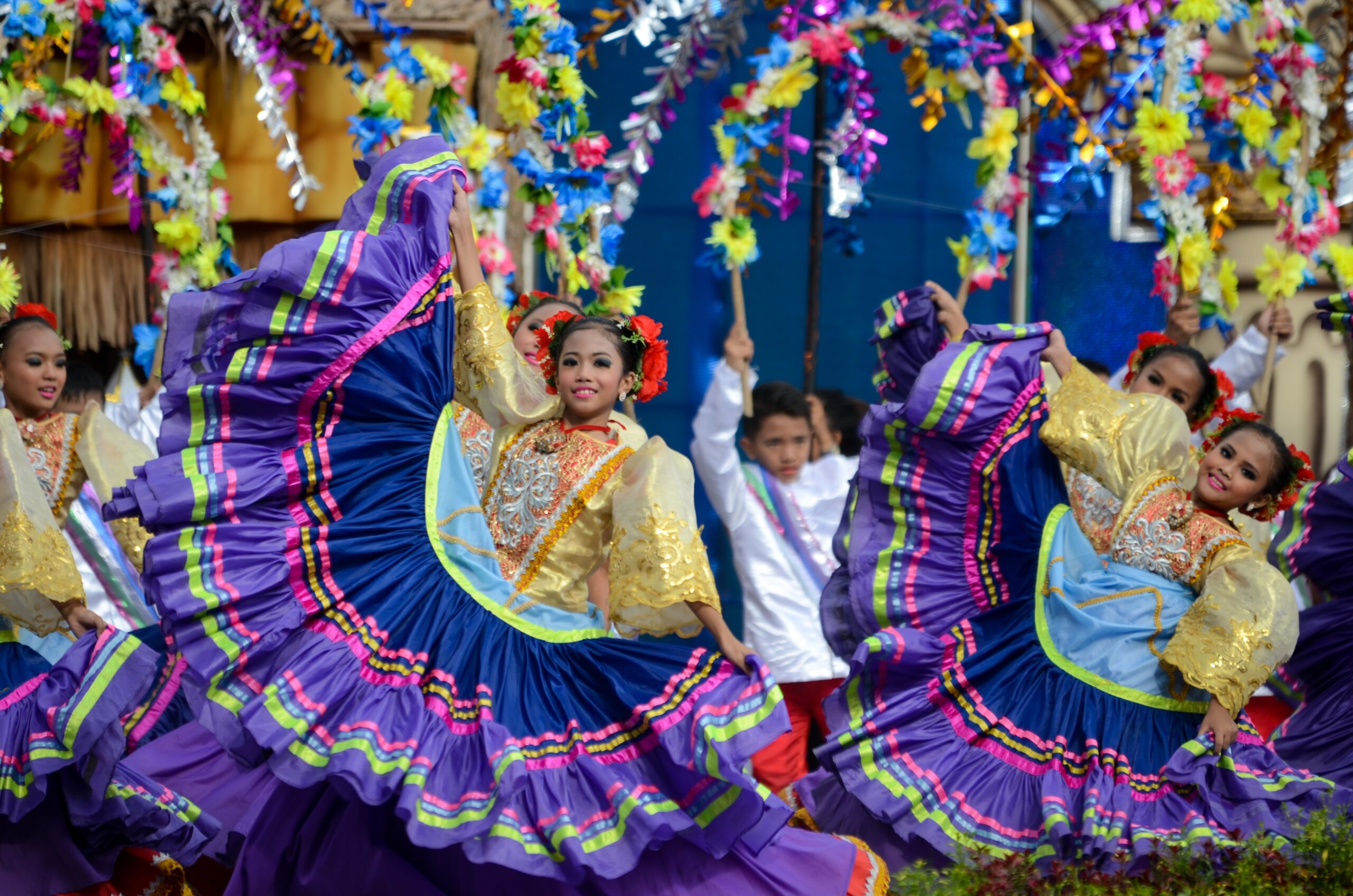 Girls in traditional dress at sinulog festival